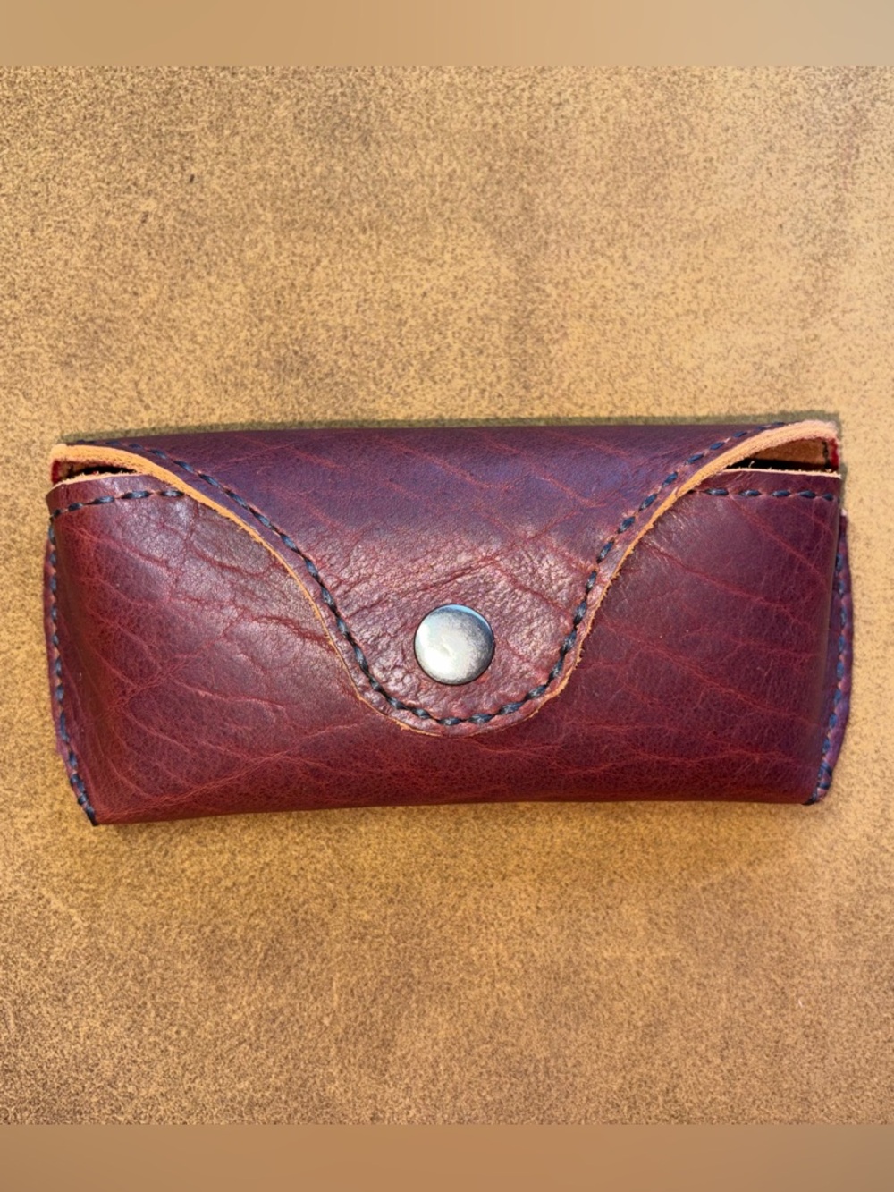 Handmade Bison Leather Snap Sunglasses Case
